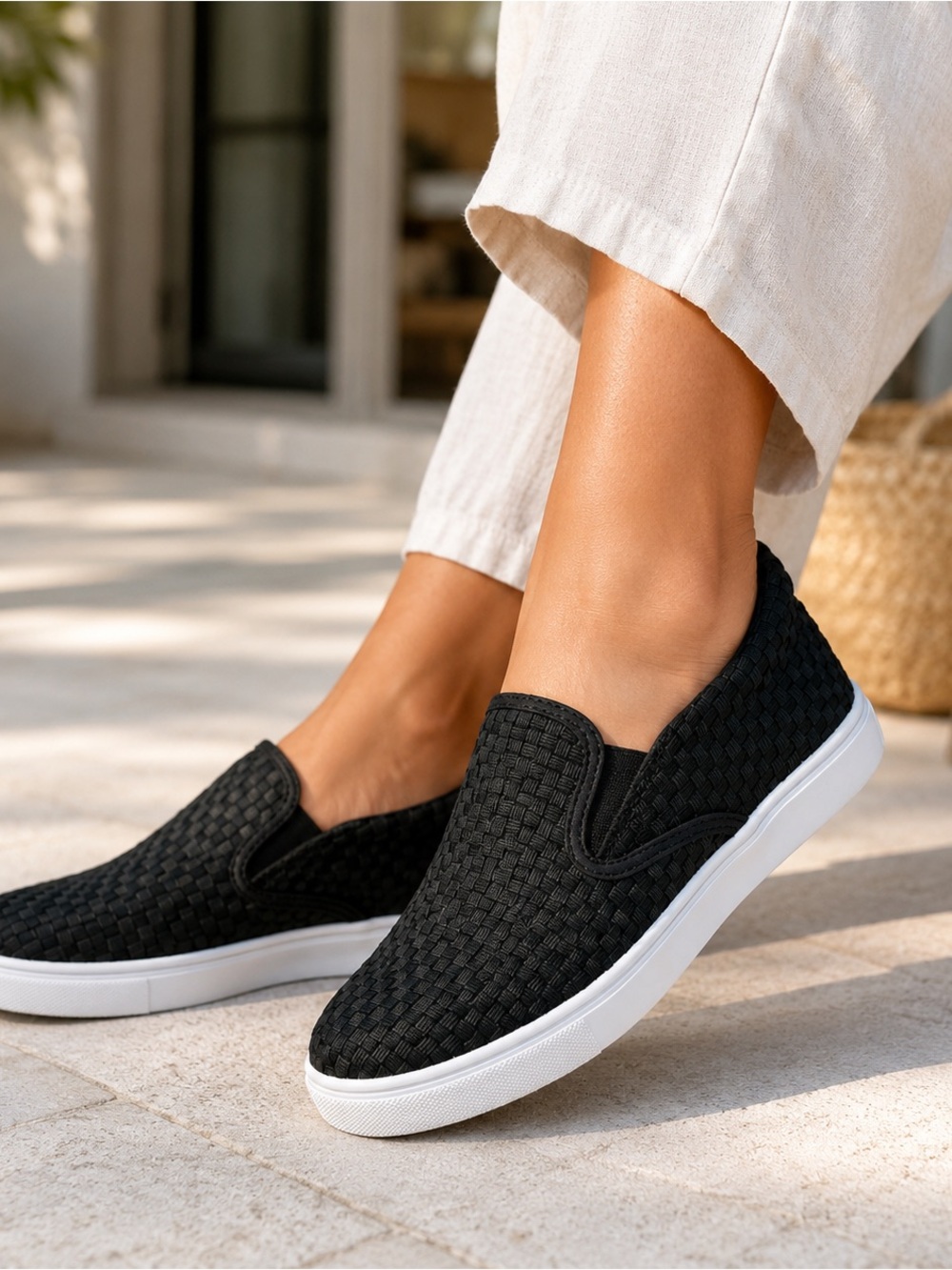 Bernie Mev Verona Woven Memory Foam Slip-On Loafers Sneakers NWT